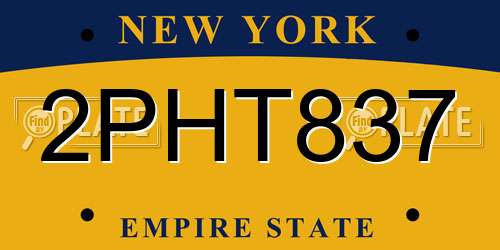 2PHT837 New York License Plate