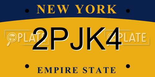 2PJK4 New York License Plate