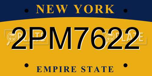 2PM7622 New York License Plate