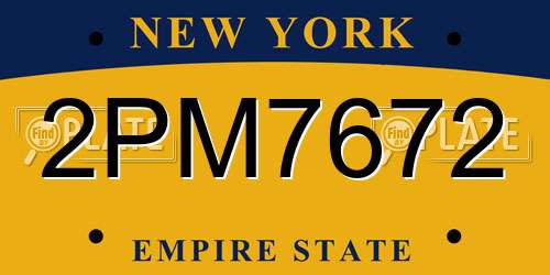 2PM7672 New York License Plate