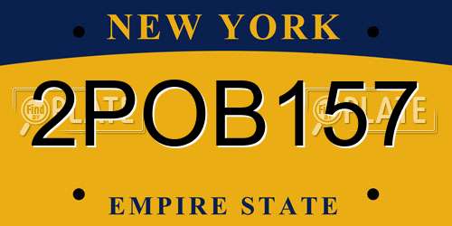 2POB157 New York License Plate