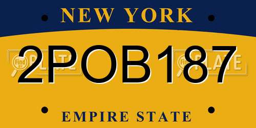 2POB187 New York License Plate