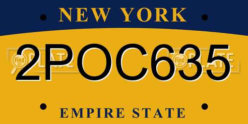 2POC635 New York License Plate