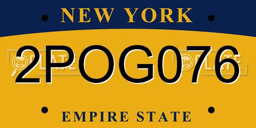 2POG076 New York License Plate