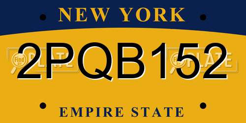 2PQB152 New York License Plate