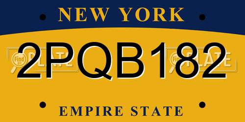 2PQB182 New York License Plate