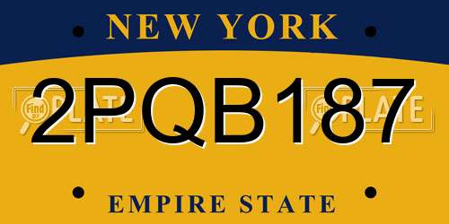 2PQB187 New York License Plate