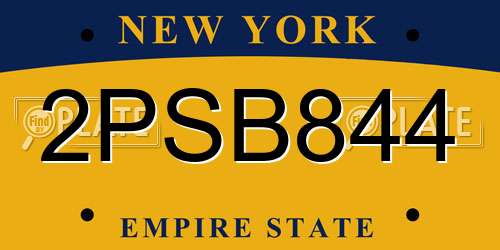 2PSB844 New York License Plate