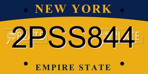 2PSS844 New York License Plate