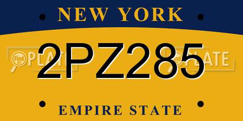 2PZ285 New York License Plate