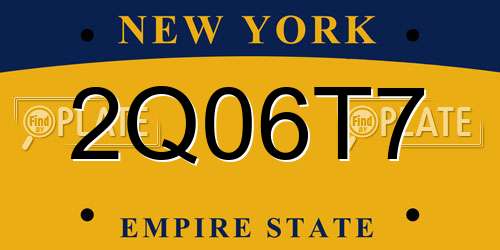 2Q06T7 New York License Plate
