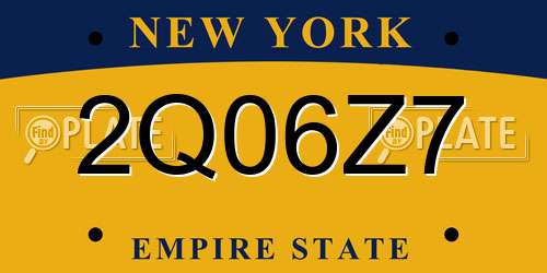 2Q06Z7 New York License Plate