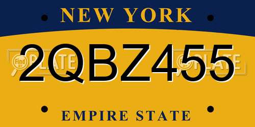 2QBZ455 New York License Plate
