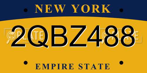 2QBZ488 New York License Plate