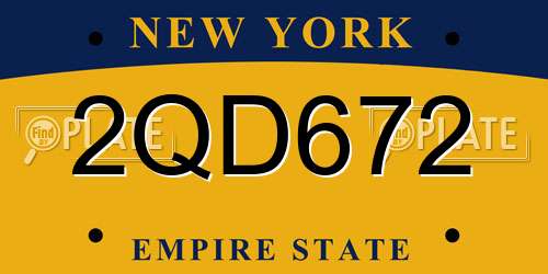 2QD672 New York License Plate