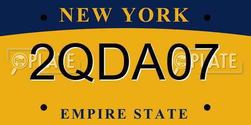 2QDA07 New York License Plate