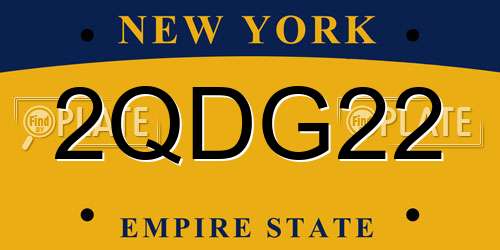 2QDG22 New York License Plate