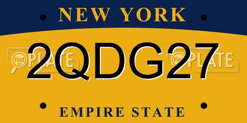 2QDG27 New York License Plate