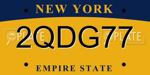 2QDG77 New York License Plate