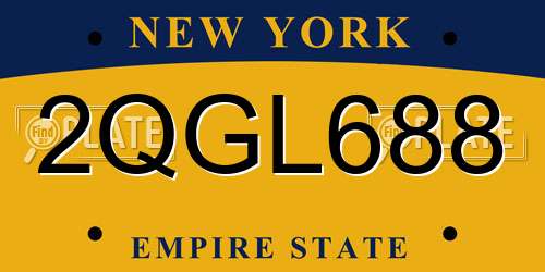 2QGL688 New York License Plate