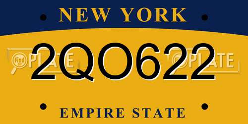 2QO622 New York License Plate