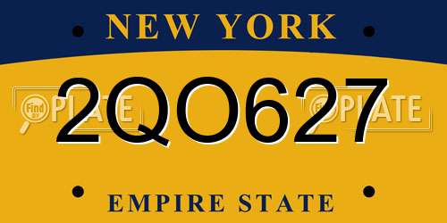 2QO627 New York License Plate