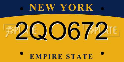 2QO672 New York License Plate