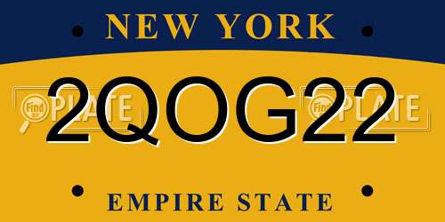 2QOG22 New York License Plate
