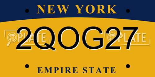 2QOG27 New York License Plate