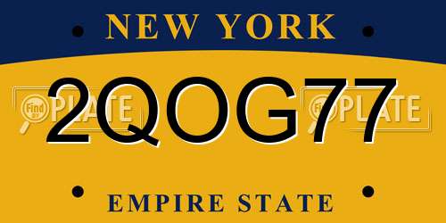 2QOG77 New York License Plate