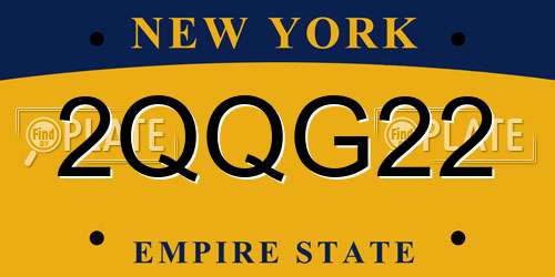 2QQG22 New York License Plate