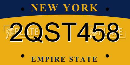 2QST458 New York License Plate