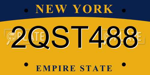 2QST488 New York License Plate