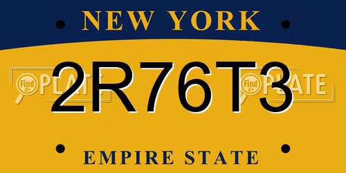 2R76T3 New York License Plate