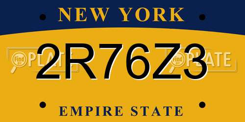 2R76Z3 New York License Plate