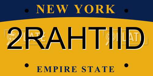 2RAHTIID New York License Plate