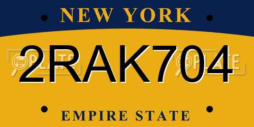 2RAK704 New York License Plate