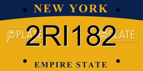 2RI182 New York License Plate