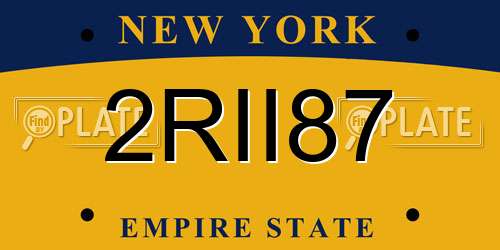 2RII87 New York License Plate