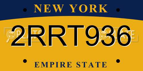 2RRT936 New York License Plate