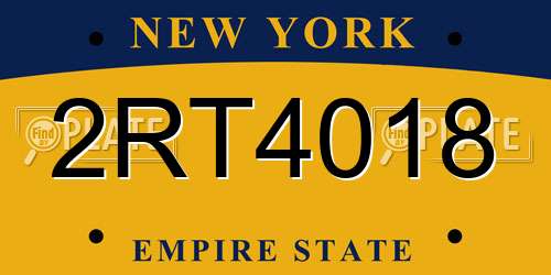 2RT4018 New York License Plate