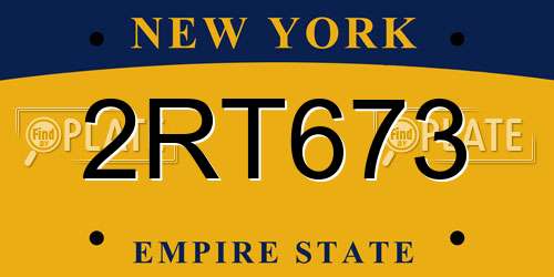 2RT673 New York License Plate