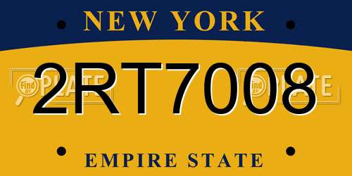 2RT7008 New York License Plate