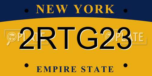 2RTG23 New York License Plate