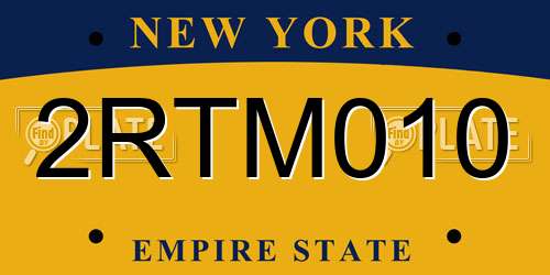 2RTM010 New York License Plate