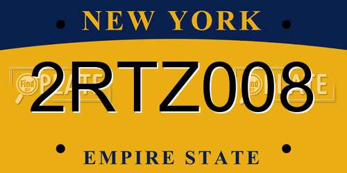 2RTZ008 New York License Plate