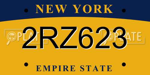 2RZ623 New York License Plate