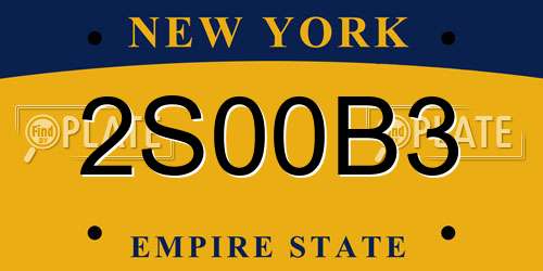 2S00B3 New York License Plate