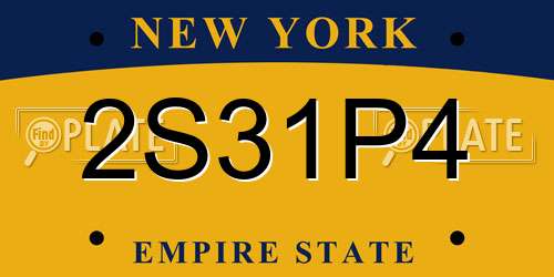 2S31P4 New York License Plate