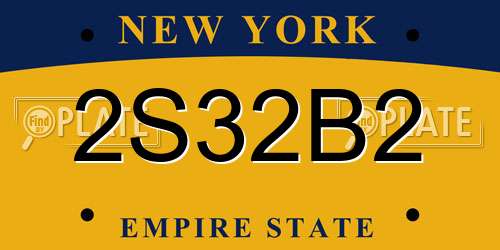 2S32B2 New York License Plate